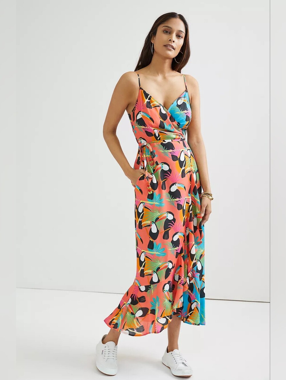 FARM Rio x Anthropologie Toucan Print Wrap Maxi Dress XXSP